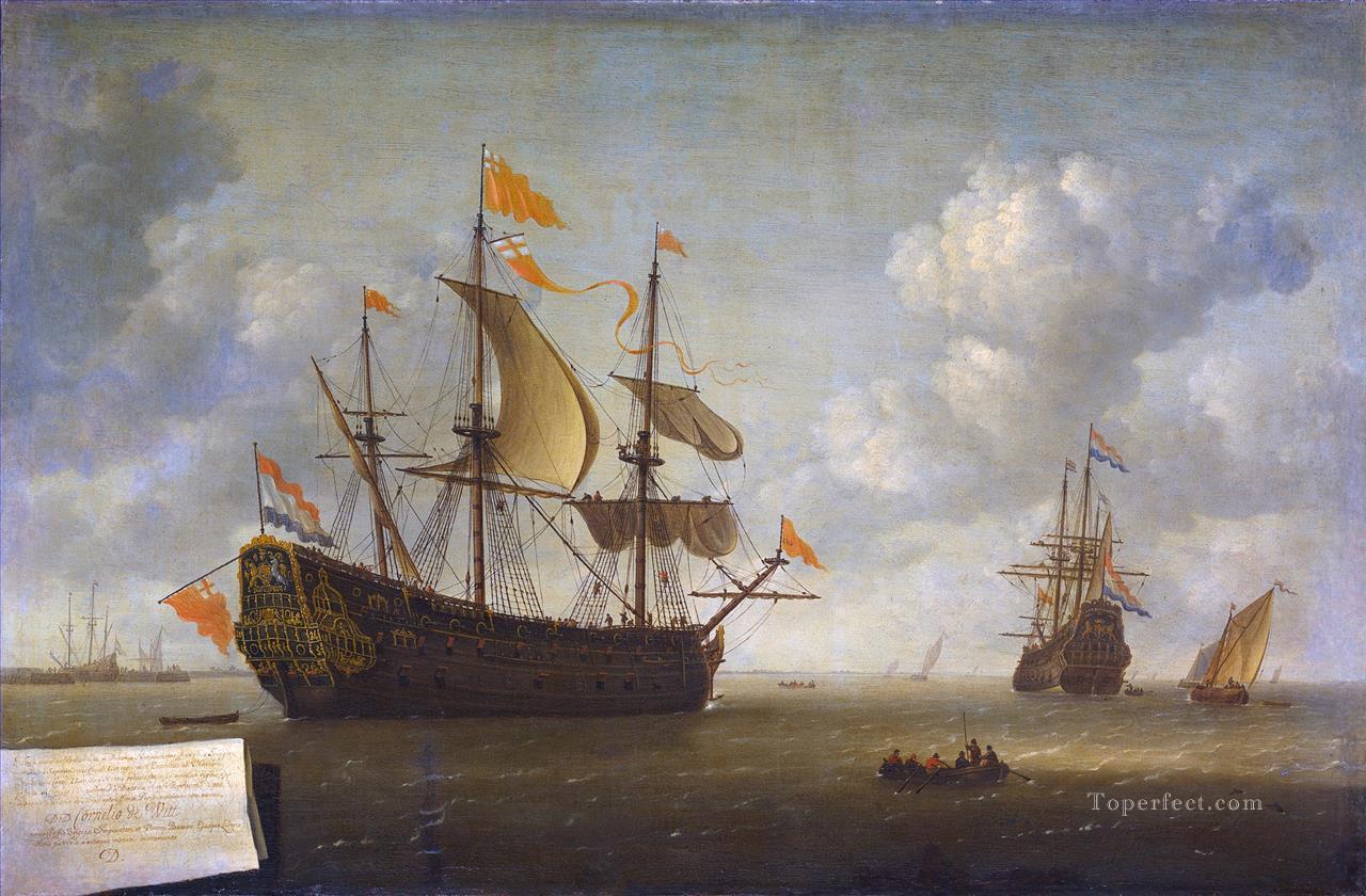 Jeronymus van Diest II Het opbrengen van het Engelse admiraalschip de Royal Charles warships Oil Paintings